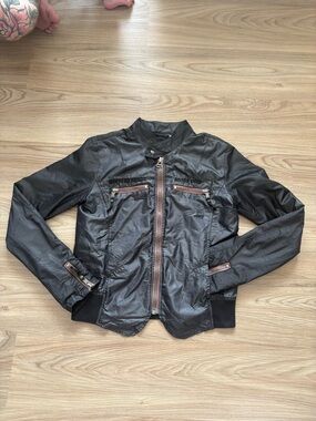 Diesel Black Jacket with Cream Logo Patch